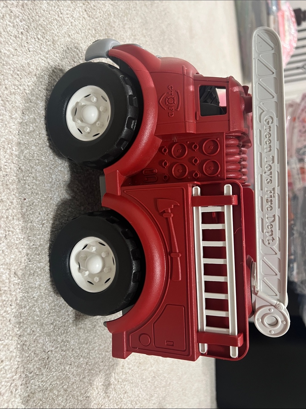 Red Toy Fire Truck with White Ladder for Kids